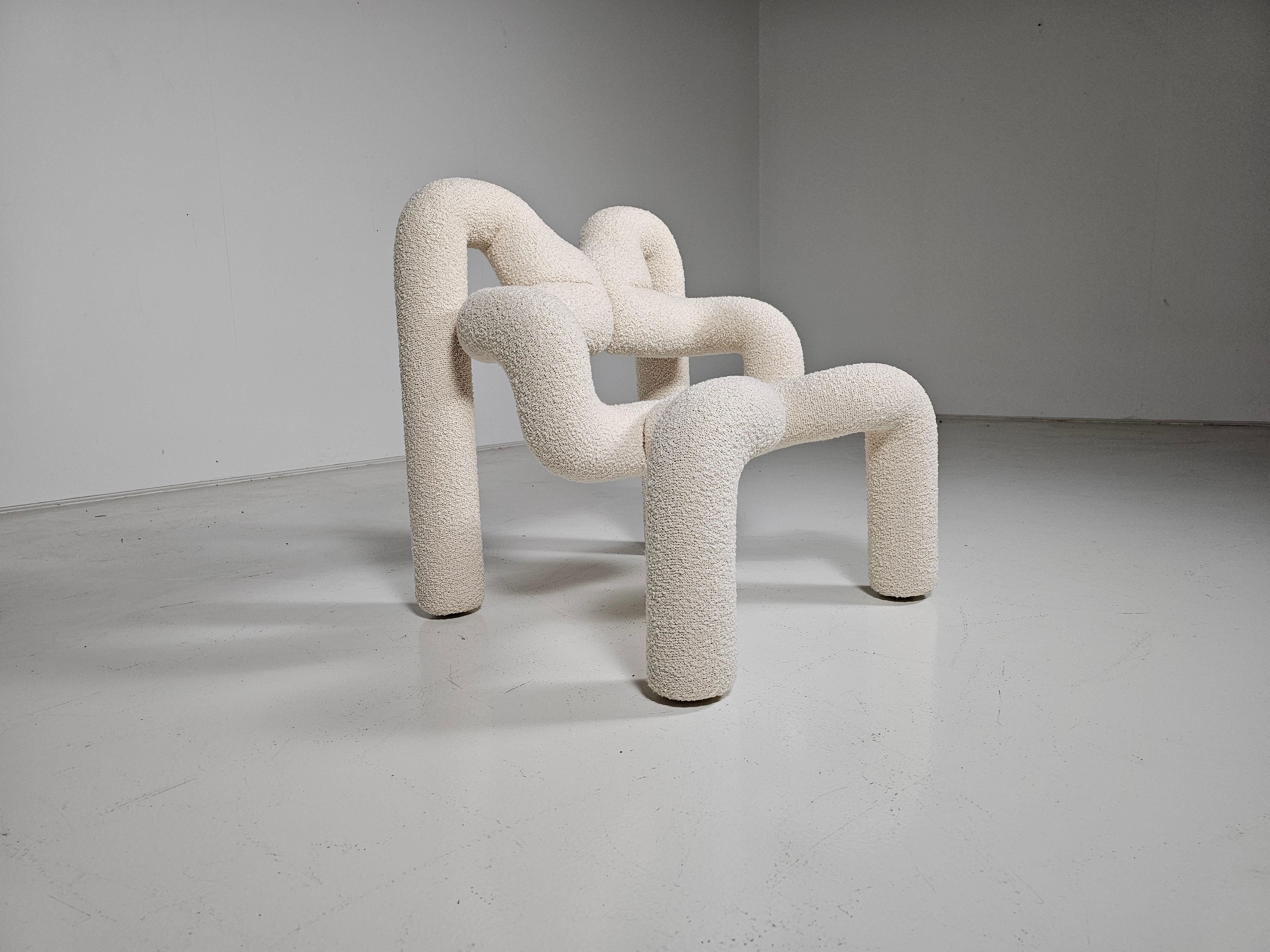 Mid-Century Modern Ekstrem Chair in cream bouclé by Terje Ekstrøm, 1984, Norway