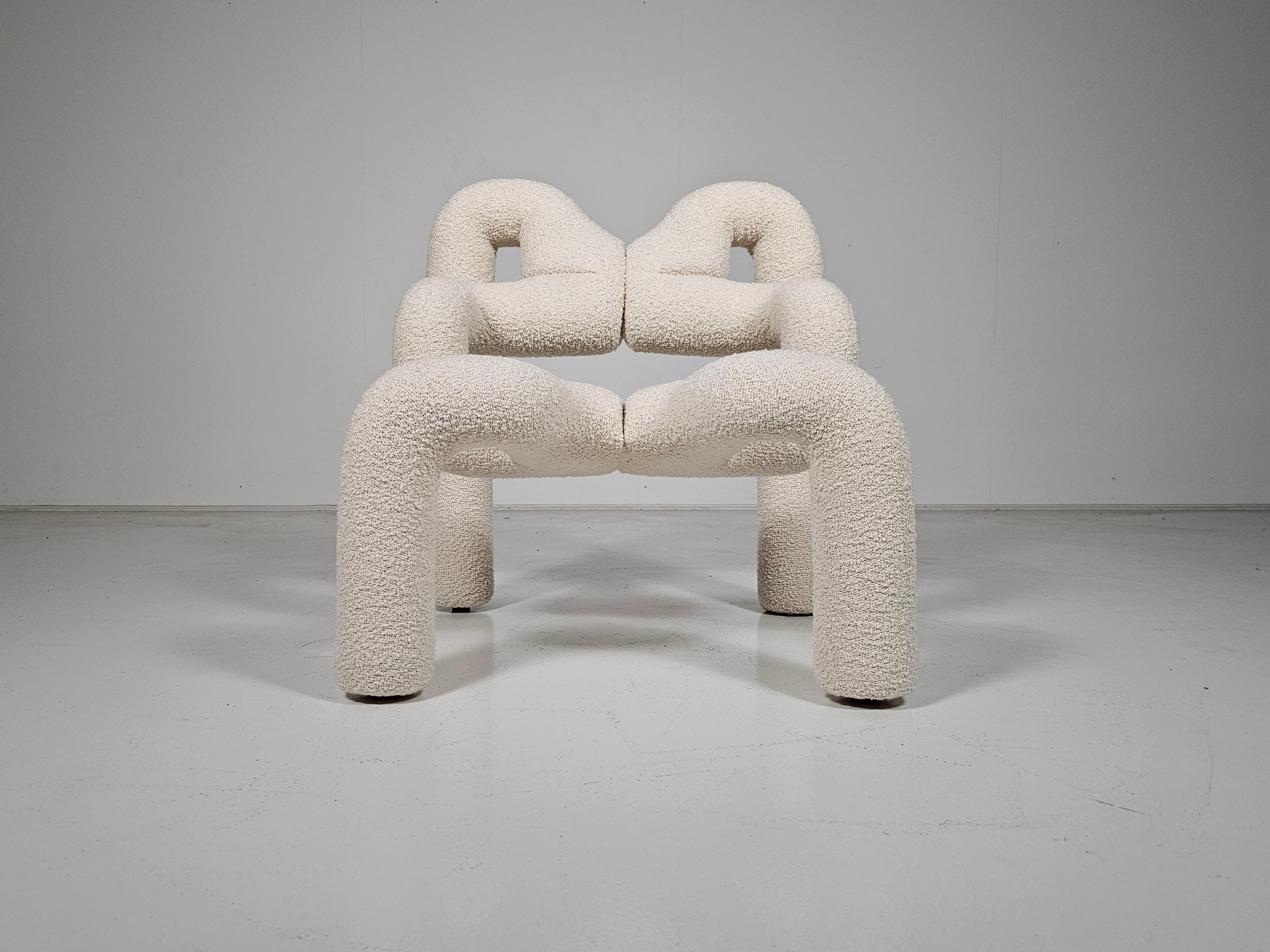 Ekstrem Chair in cream bouclé by Terje Ekstrøm, 1984, Norway In Excellent Condition In amstelveen, NL