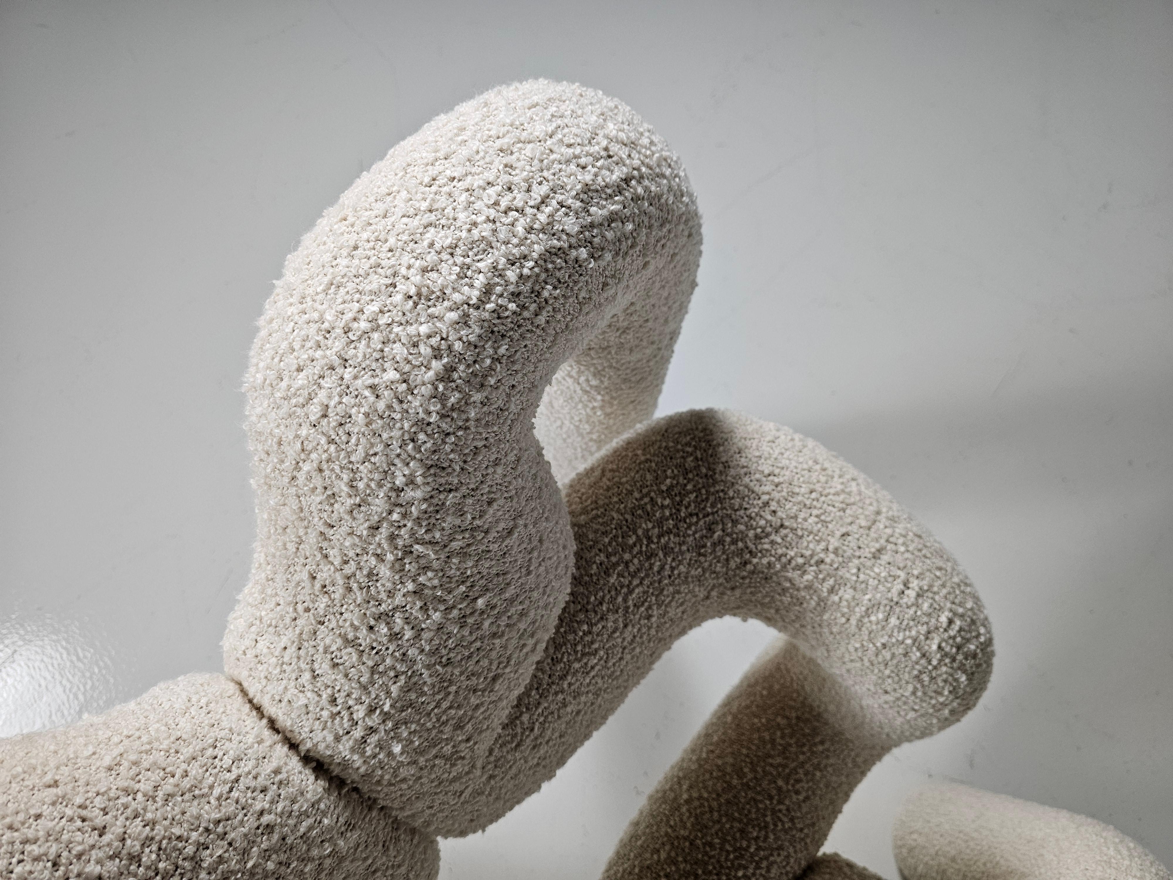 Bouclé Ekstrem Chair in cream bouclé by Terje Ekstrøm, 1984, Norway