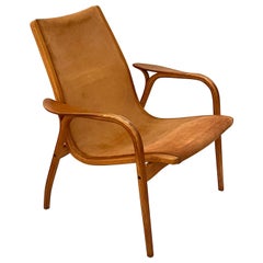 Ekstrom Danish Modern Teak and Suede Lamino Lounge Chair