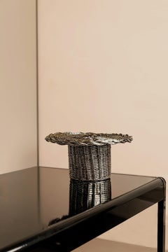 EL 04 Cake Stand & Vase in Metal-Plated Hand-Woven Wicker by CASPAL