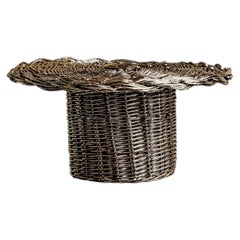 EL 04 Cake Stand & Vase in Metal-Plated Hand-Woven Wicker by CASPAL