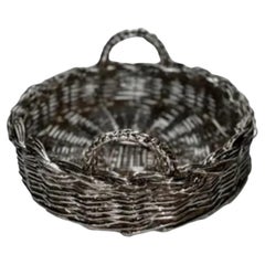 EL 05 Decorative Basket in Metal-Plated Hand-Woven Wicker by CASPAL