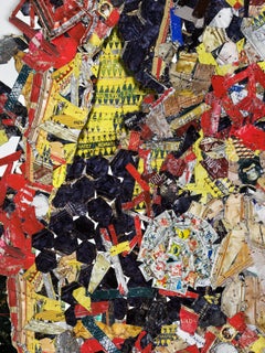 Papier und Silber von El Anatsui, handgeformte Aluminiumskulptur, afrikanische Kunst