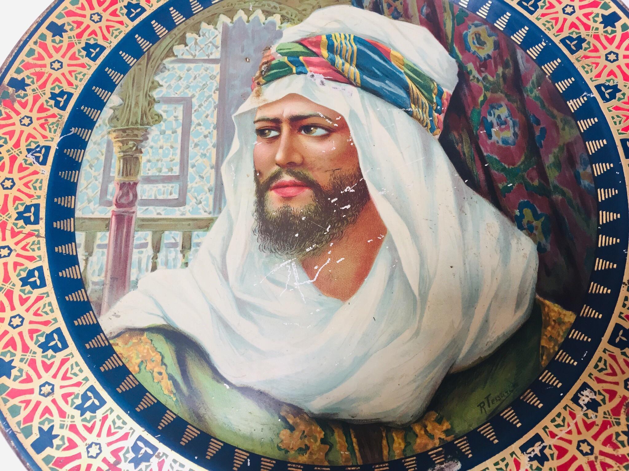 El Cafeto Metal Hanging Advertising Plate with a Moorish Prince 7