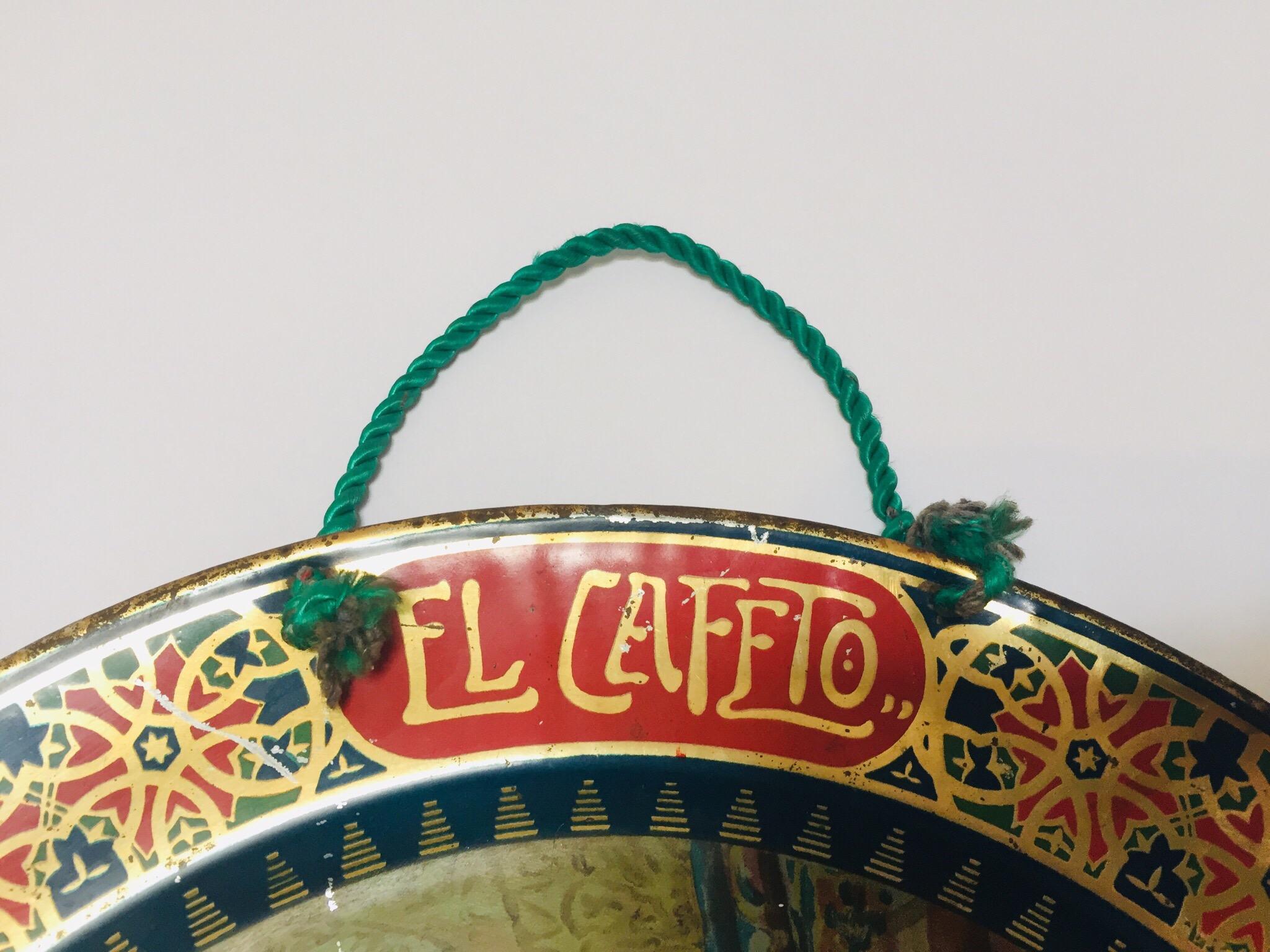 El Cafeto Metal Hanging Advertising Plate with a Moorish Prince 8