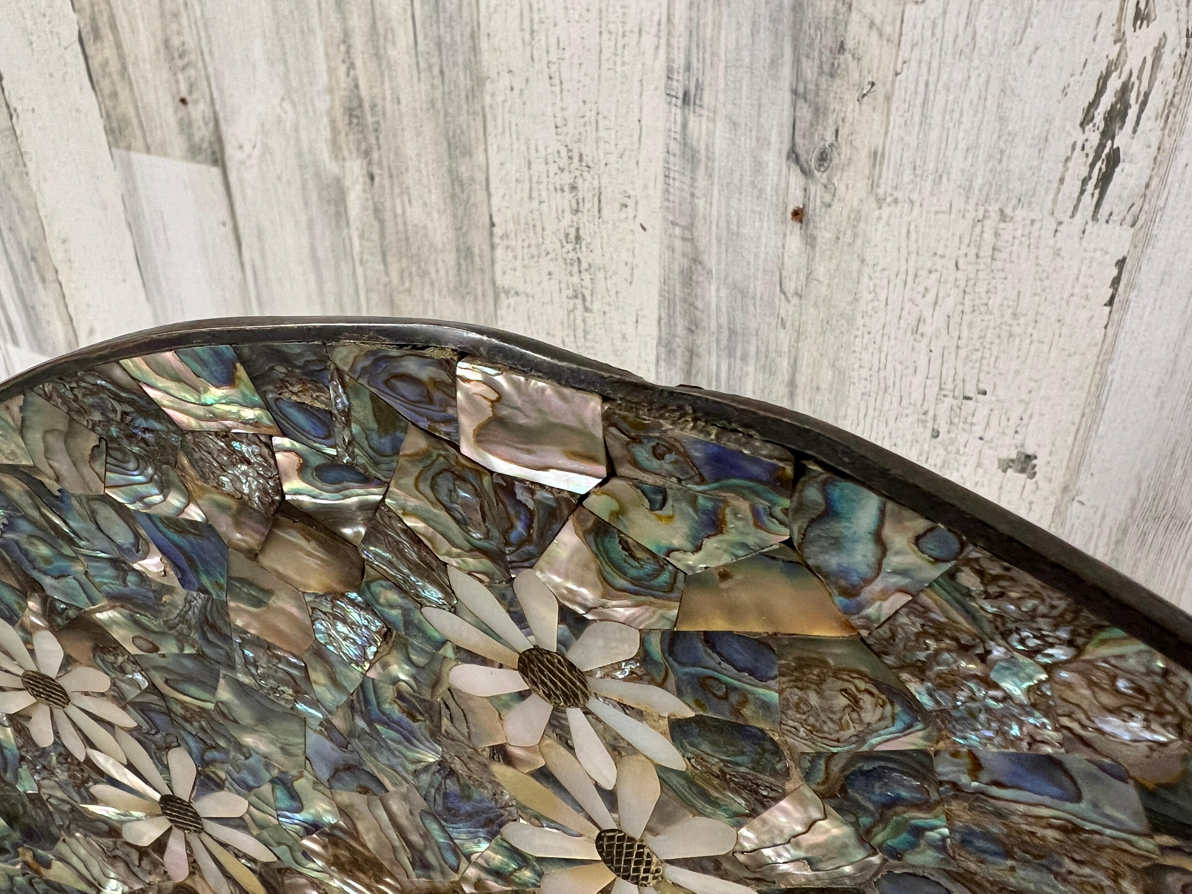 El Castillo Taxco Silver Plated Bowl with Abalone and Mother of Pearl Inlay 8