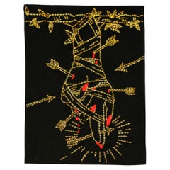 El Colgado. From The Ventura Series.  Embroidery thread on canvas. Framed