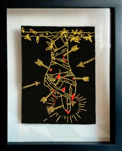 El Colgado. From The Ventura Series.  Embroidery thread on canvas. Framed