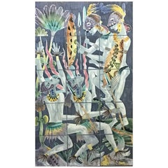 'El Dans', a Composition of Ceramic Tiles Signed and Dated 1957 by the Artist