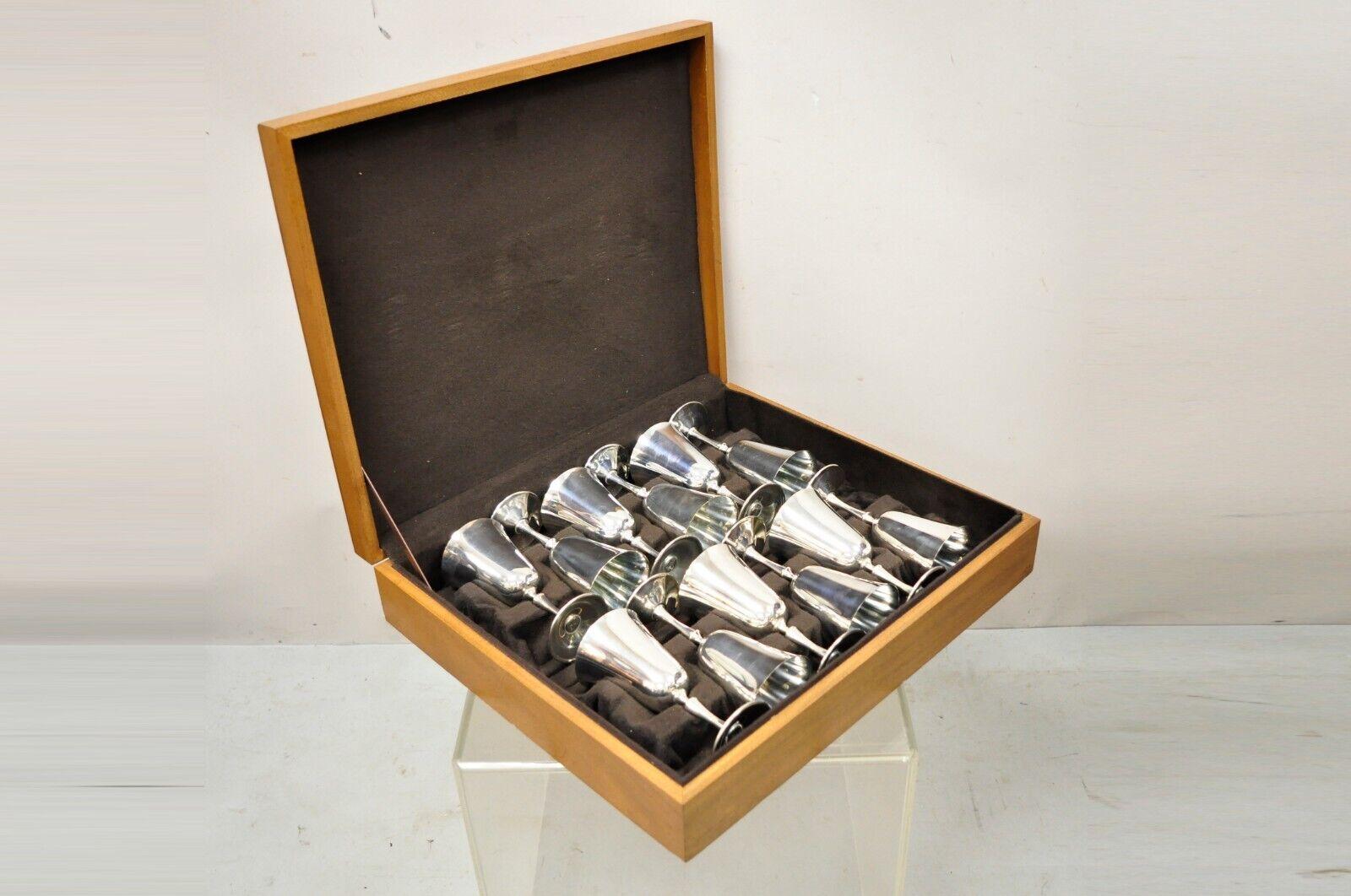 El De Uberti Italy Silver Plated Cup Goblets Set, 12 Pc Set with Box Case 1