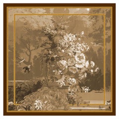 "El Dorado" Bouquet Silk Scarf in Sepia by Zuber
