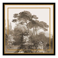 "El Dorado Terrasse" Silk Scarf in Sepia by Zuber