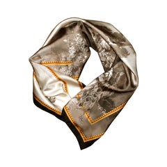 "El Dorado Terrasse" Silk Scarf in Sepia by Zuber