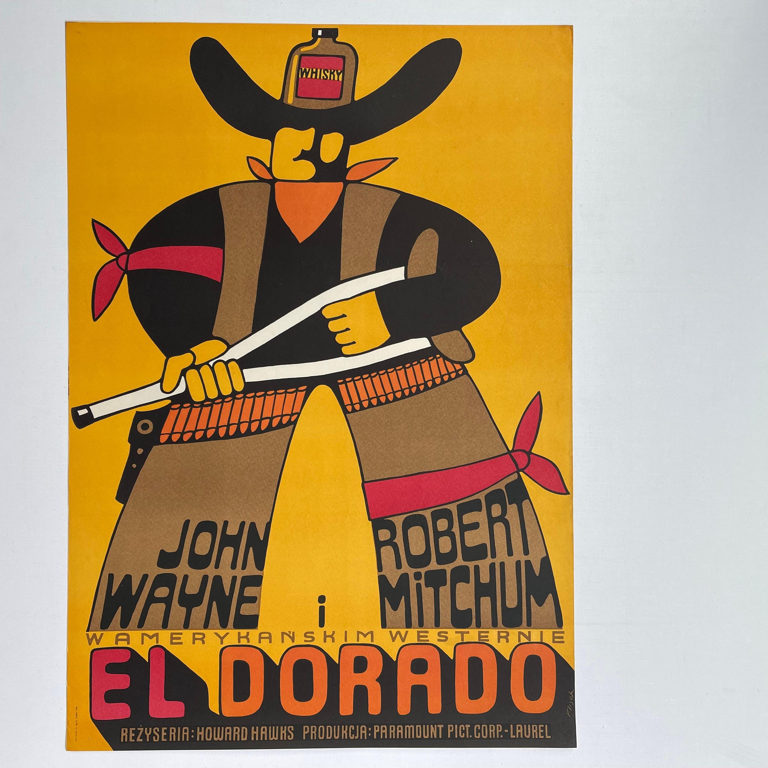 Mid-Century Modern El Dorado, Vintage Polish Movie Poster by Jerzy Flisak, 1973 For Sale