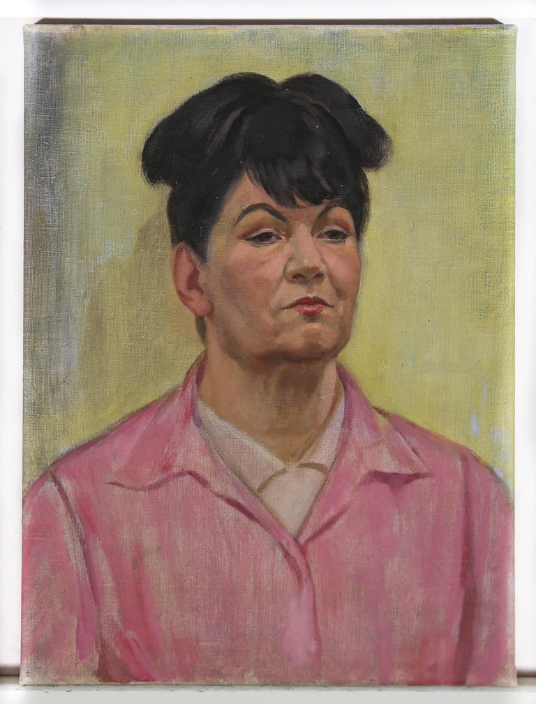 E.L. Edwards E.L. Edwards Mid 20th Century Oil, Pouting In Pink For