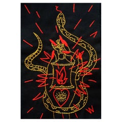 El Ermitaño. From The Ventura Series.  Embroidery thread on canvas