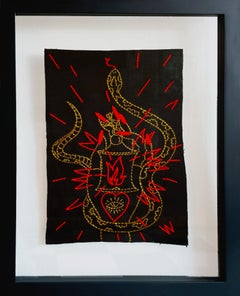 El Ermitaño. From The Ventura Series.  Embroidery thread on canvas