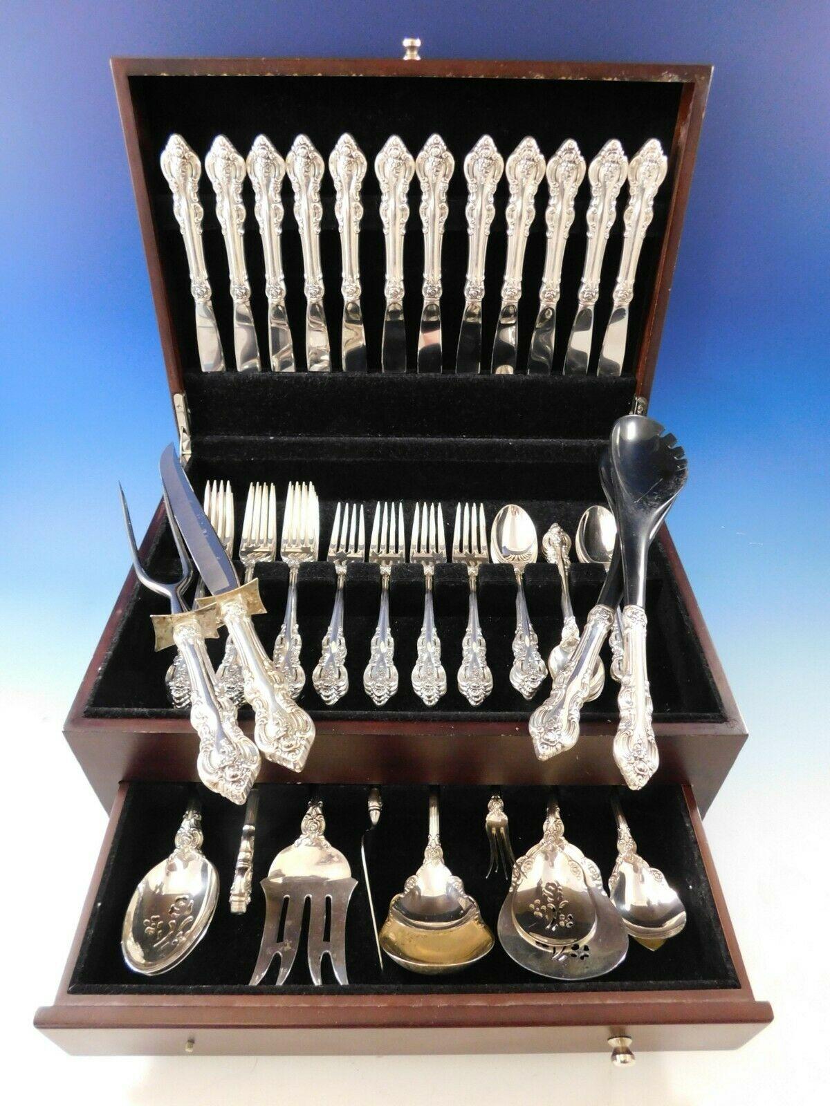 El Grandee by Towle sterling silver flatware set with many serving pieces, 61 pieces total. This set includes:

12 knives, 8 7/8