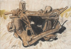 Vintage "Abode II" Drawing 12" x 20" inch (1967) by El Hussein Fawzi 