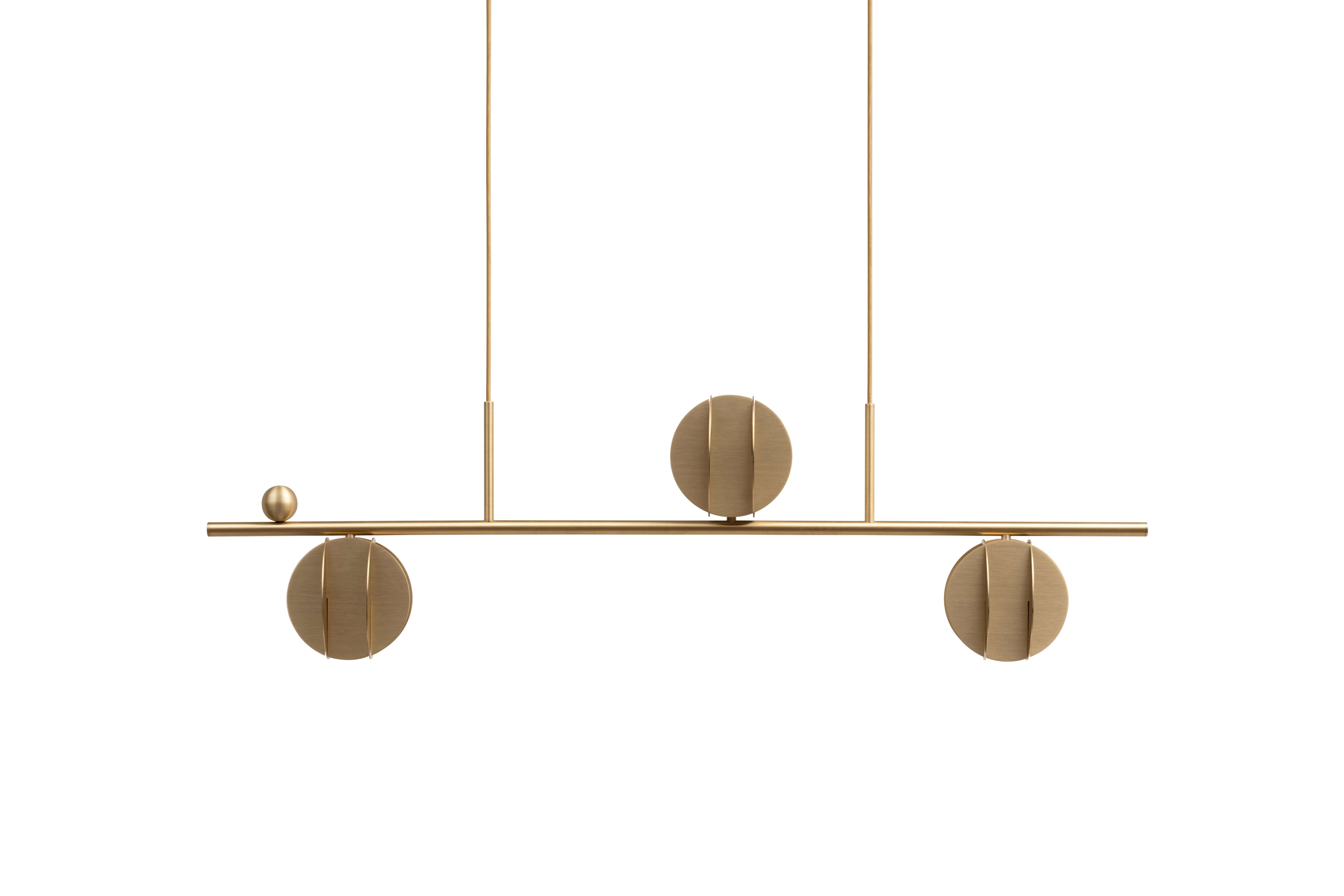 El Lamp Horizontal CS1 by NOOM
Dimensions: W 115 x D 15 x H 32 cm 
Materials: Brass.

'El' lighting collection emphasizes the clear and confident design aesthetic of Suprematism, an early twentieth-century avant-garde art movement. The bold, clear,