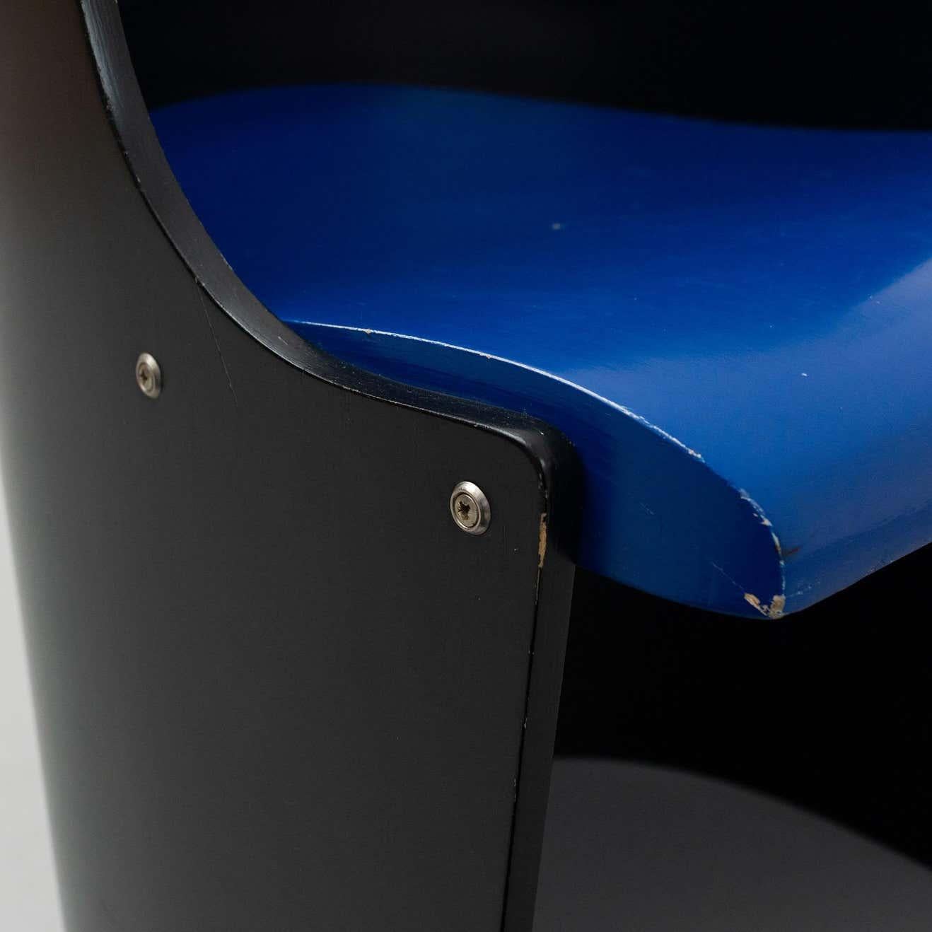 El Lissitzky D61 Black and Blue Chair Bauhaus Style for Tecta, circa 1970 For Sale 7
