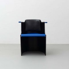 El Lissitzky D61 Black and Blue Chair Bauhaus Style for Tecta, circa 1970