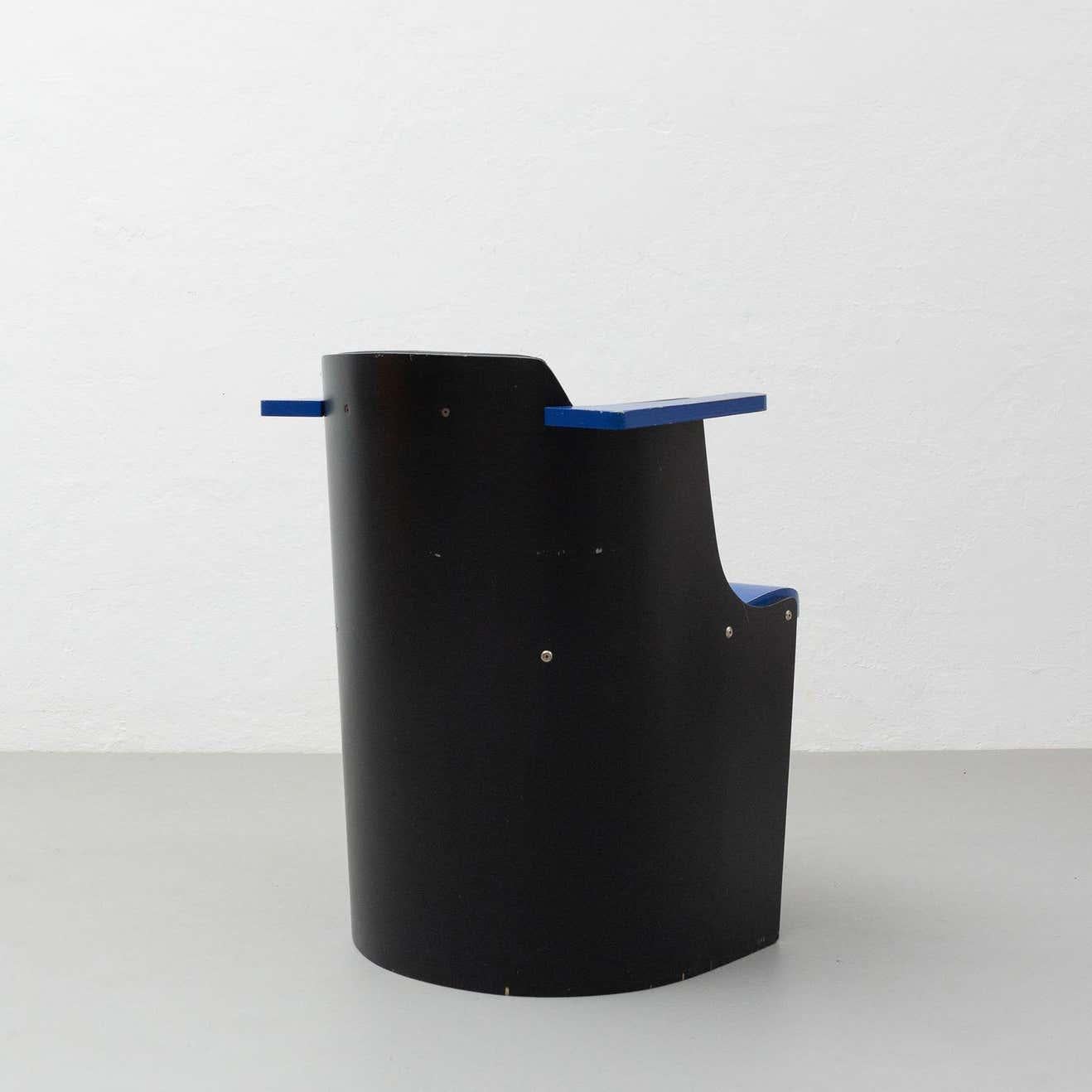 El Lissitzky D61 Black and Blue Chair Bauhaus Style for Tecta, circa 1970 In Good Condition For Sale In Barcelona, Barcelona