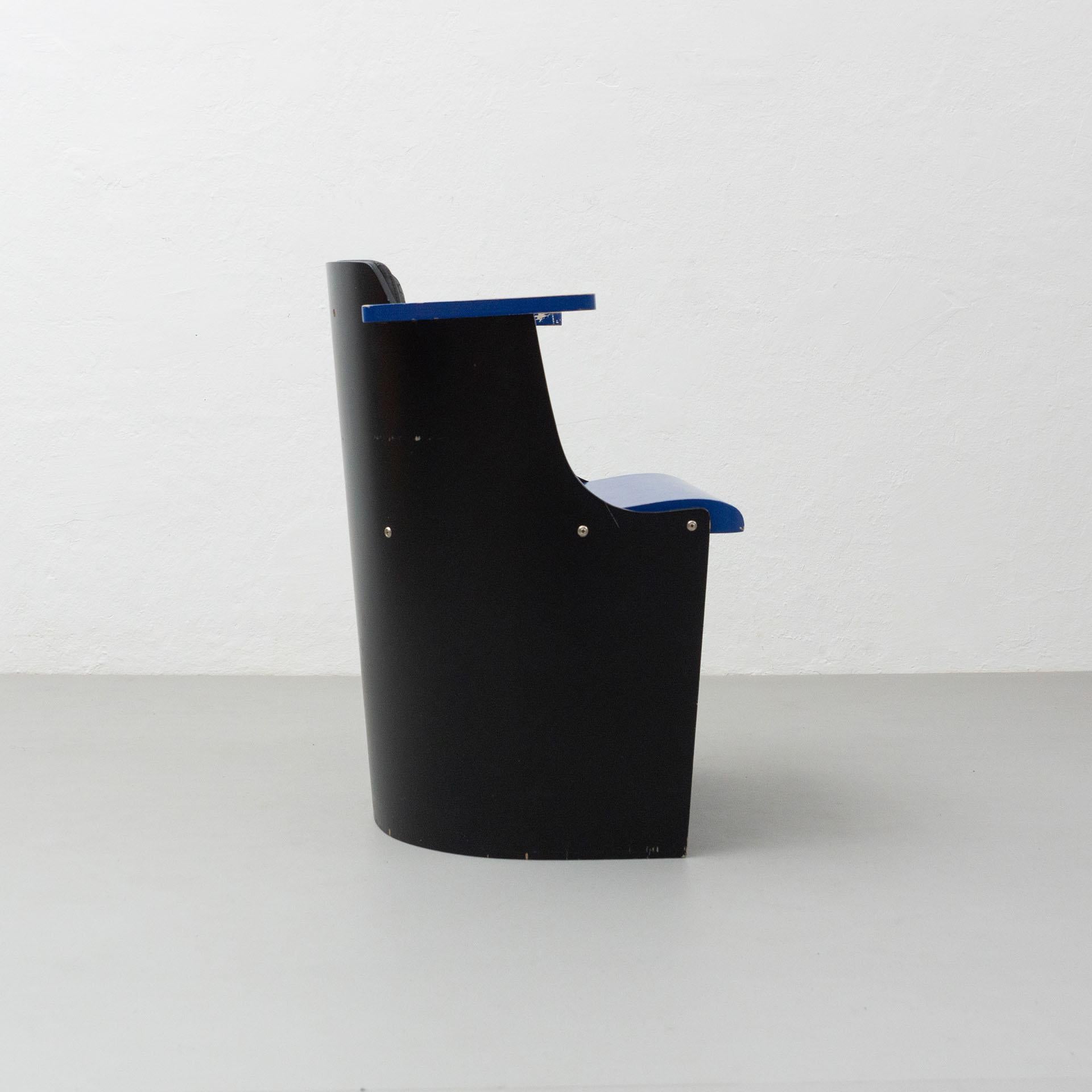 El Lissitzky D61 Black and Blue Chair Bauhaus Style for Tecta, circa 1970 In Good Condition In Barcelona, Barcelona