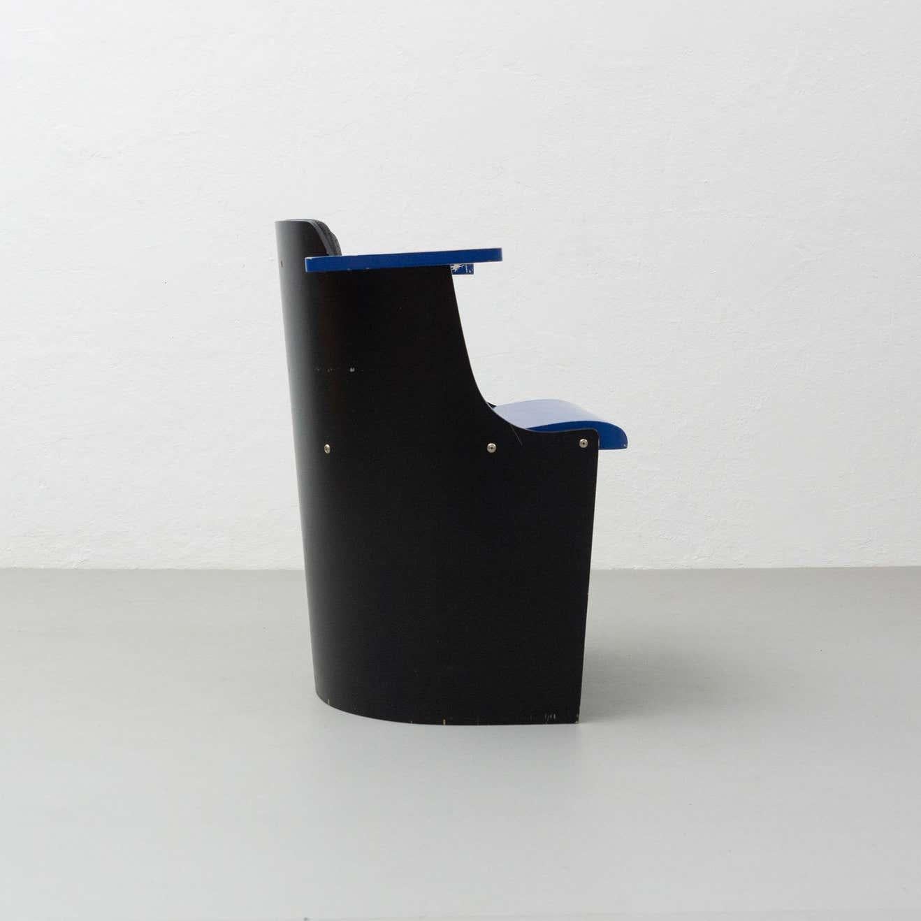 Late 20th Century El Lissitzky D61 Black and Blue Chair Bauhaus Style for Tecta, circa 1970 For Sale