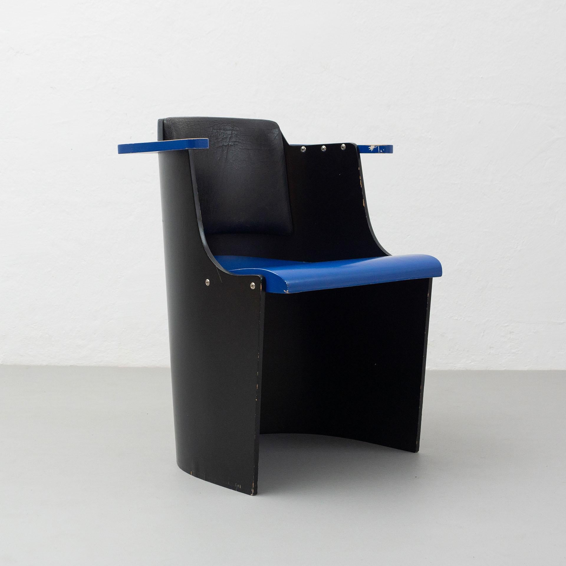 Late 20th Century El Lissitzky D61 Black and Blue Chair Bauhaus Style for Tecta, circa 1970