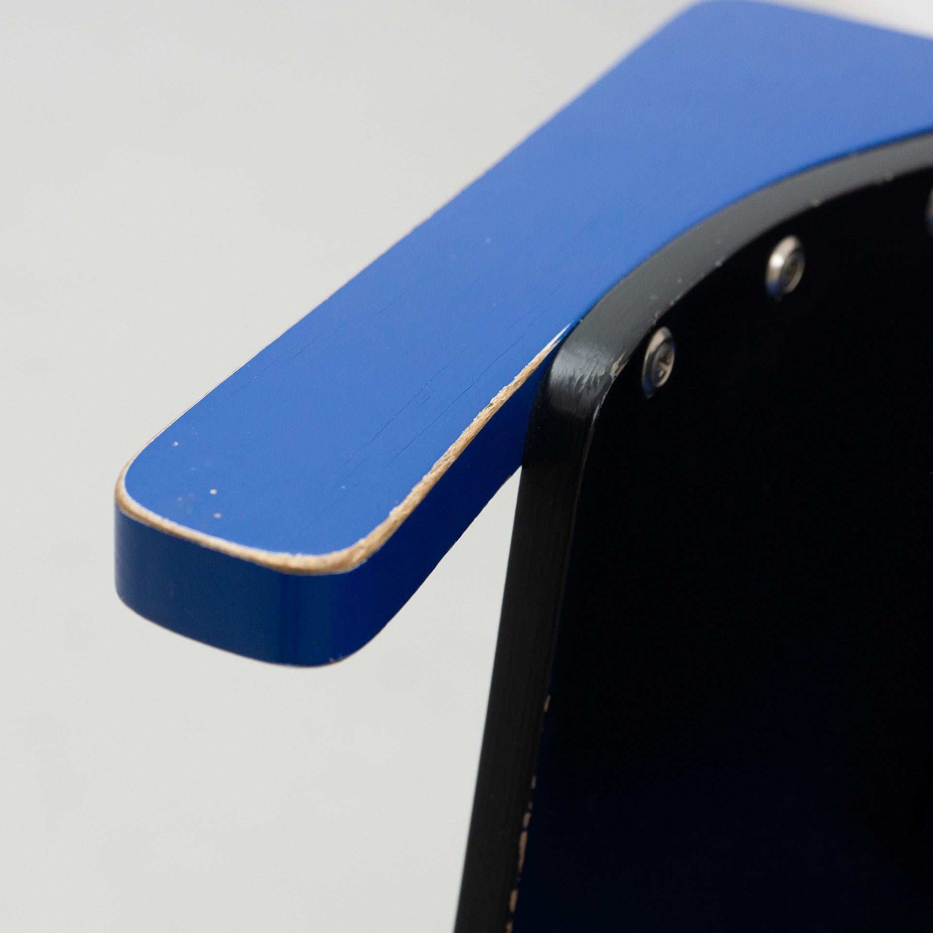Leather El Lissitzky D61 Black and Blue Chair Bauhaus Style for Tecta, circa 1970