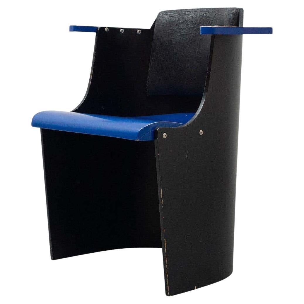 El Lissitzky D61 Black and Blue Chair Bauhaus Style for Tecta, circa 1970 For Sale