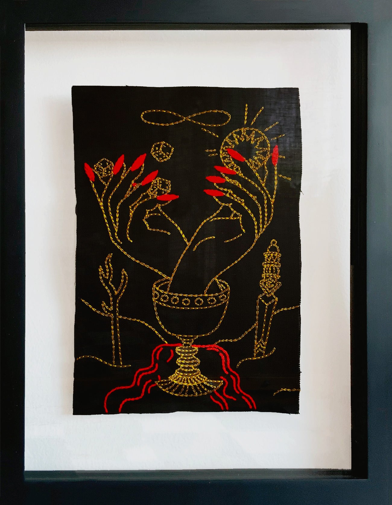 El Mago. Aus der Serie Ventura.  Stickereifaden auf Leinwand. Gerahmt