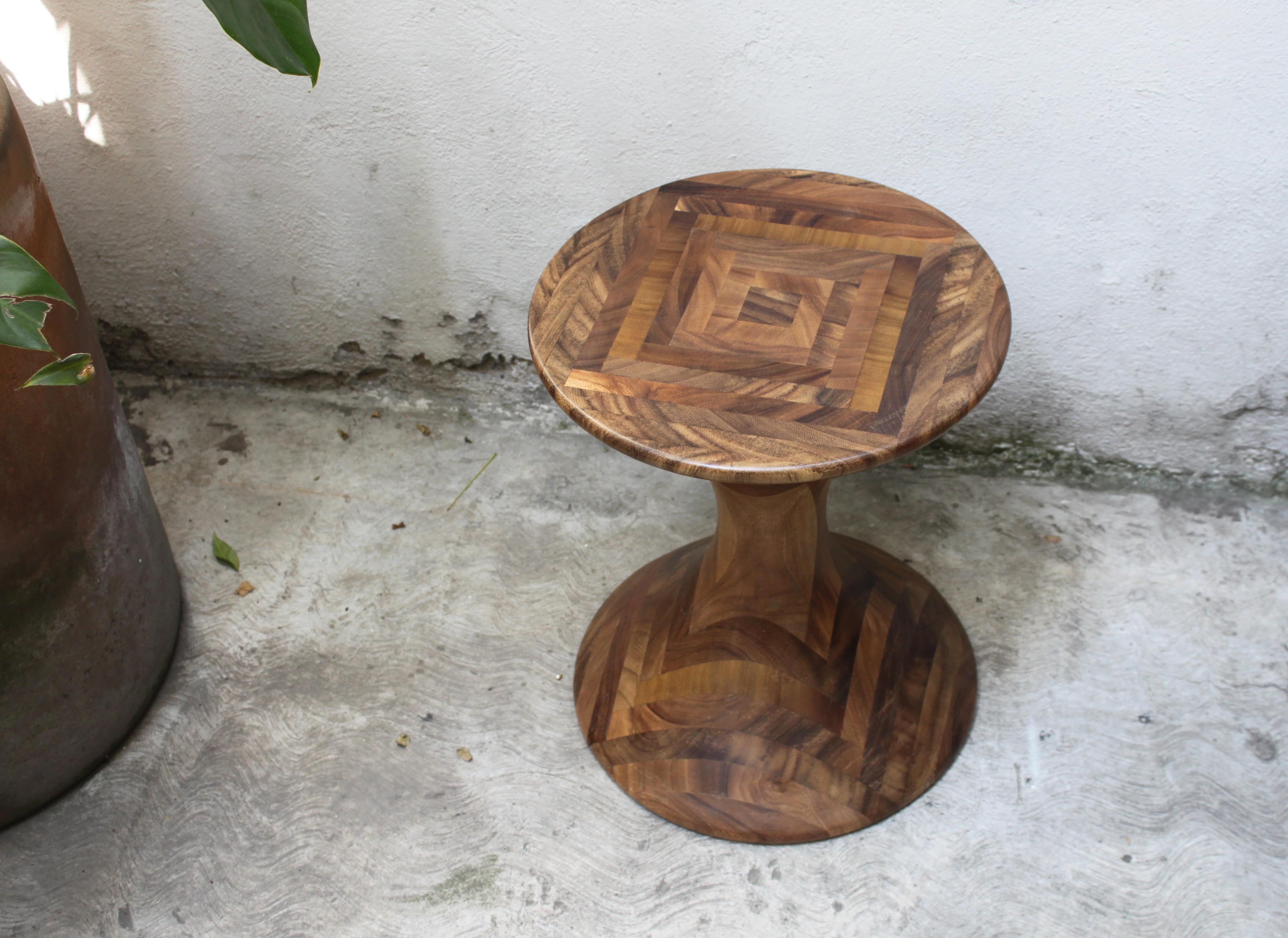 El Manzano Side Table and Stool, Maria Beckmann, Represented by Tuleste Factory In New Condition For Sale In New York, NY