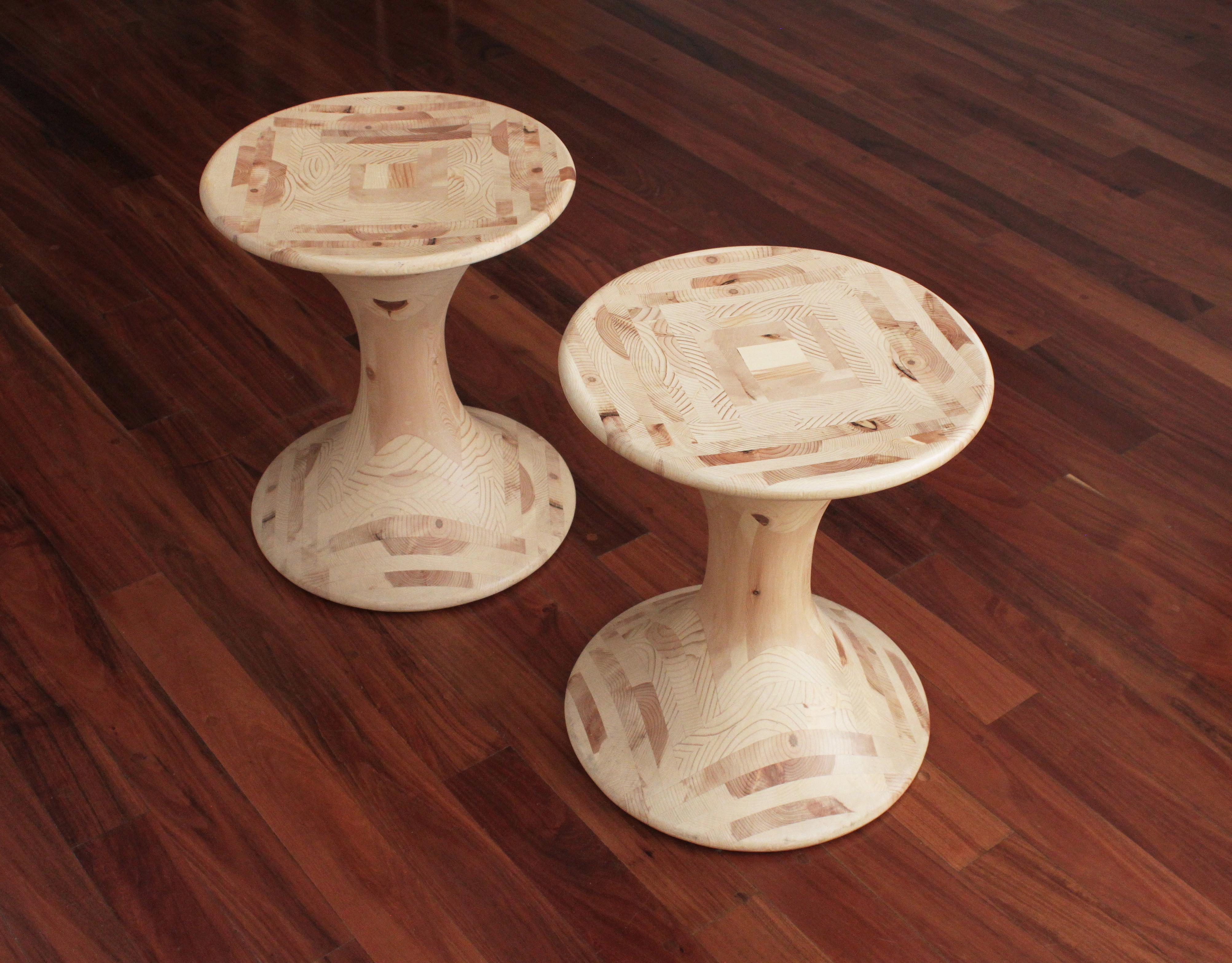 El Manzano Side Table and Stool, Maria Beckmann, Represented by Tuleste Factory For Sale 1