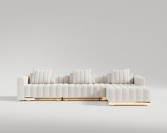El Mar Sectional Sofa in Customizable Upholstery and Polished Bronze Base