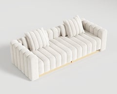 El Mar Sofa in Boucle and Polished Bronze Base By Palena Furniture
