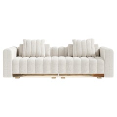 El Mar Sofa in Boucle and Polished Bronze Base By Palena Furniture