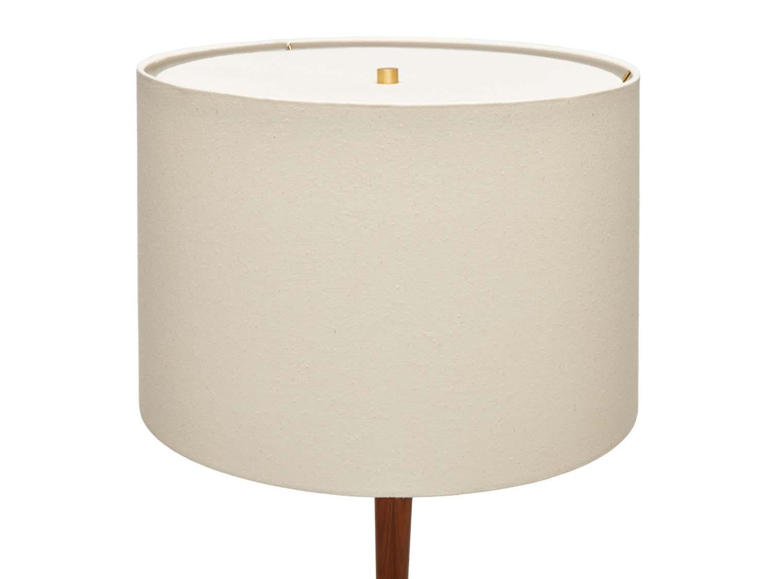 The El Monte lamp is made from turned solid American walnut or white oak with a brass knuckle. The drum shade is linen and includes a diffuser.

The Lawson-Fenning Collection is designed and handmade in Los Angeles, California. Reach out to