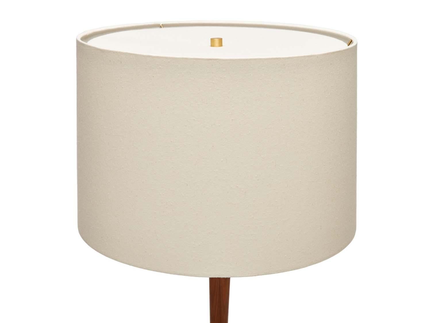 The El Monte lamp is made from turned solid American walnut or white oak with a brass knuckle. The drum shade is linen and includes a diffuser.

The Lawson-Fenning Collection is designed and handmade in Los Angeles, California. Reach out to discover