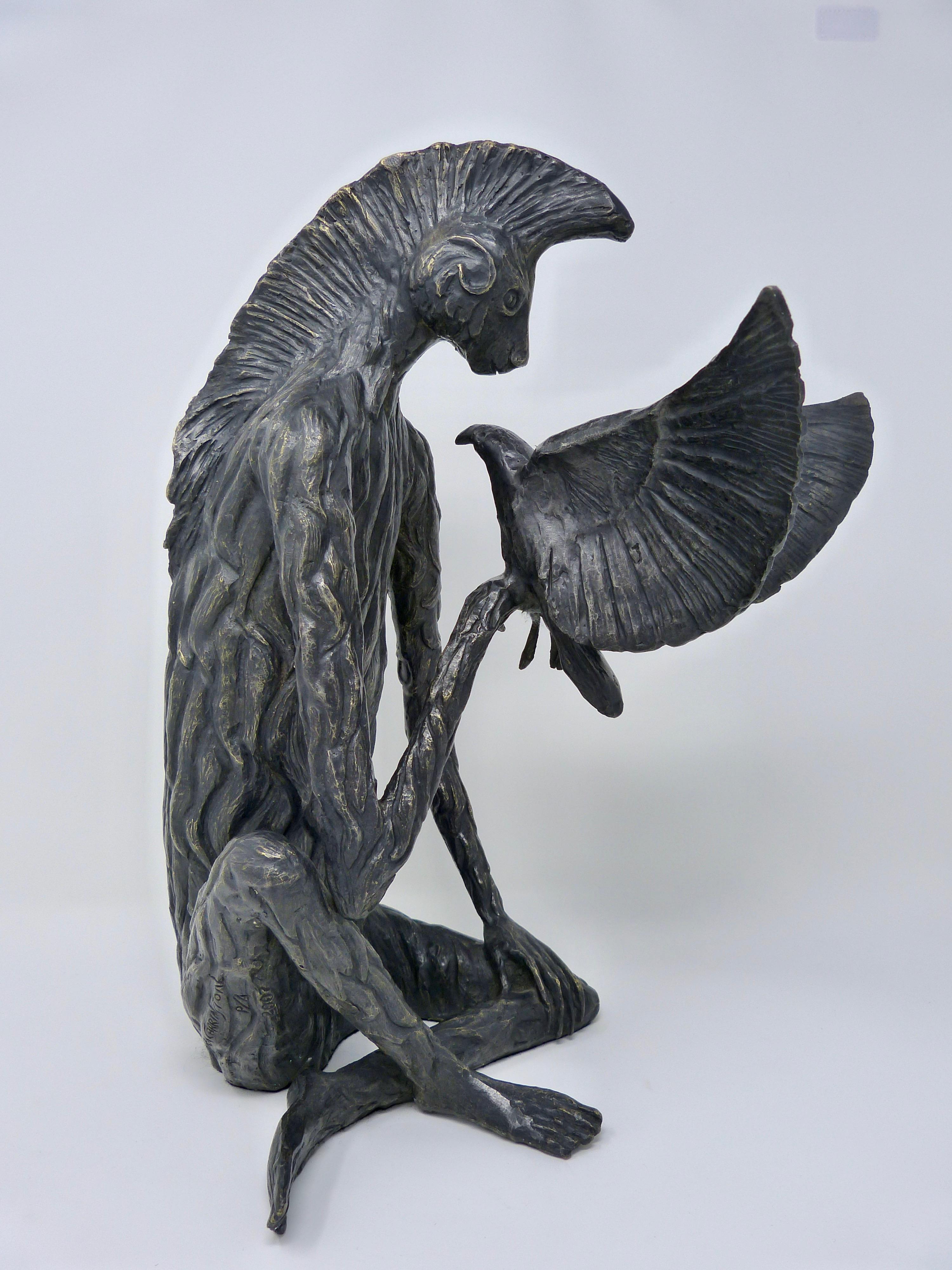 Patinated El Nahual del Mono Bronze Sculpture by Leonora Carrington PA 2007 Certificate For Sale