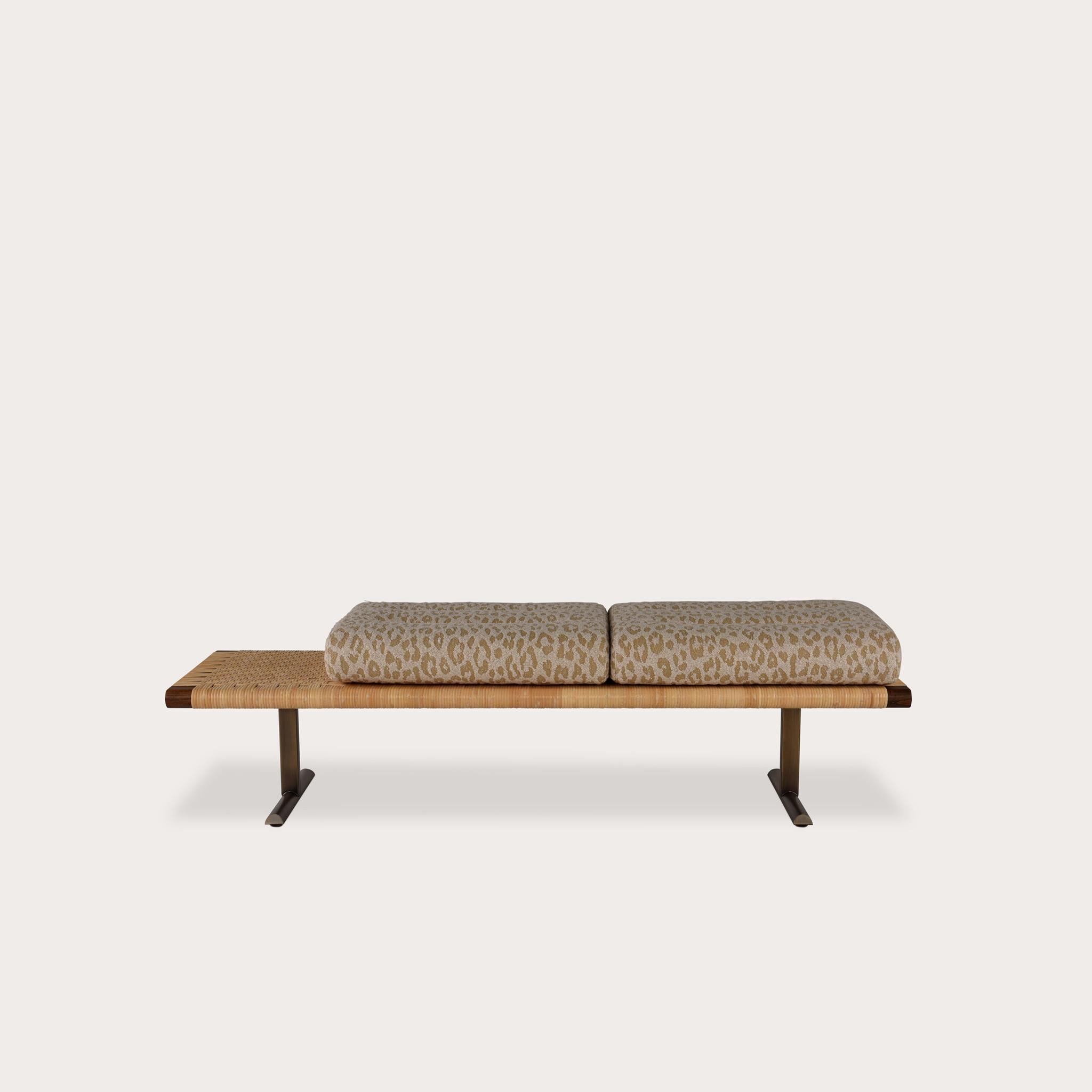 El Raval Bench by Yabu Pushelberg in Walnut Ash Frame with Natural Rattan In New Condition For Sale In Toronto, ON
