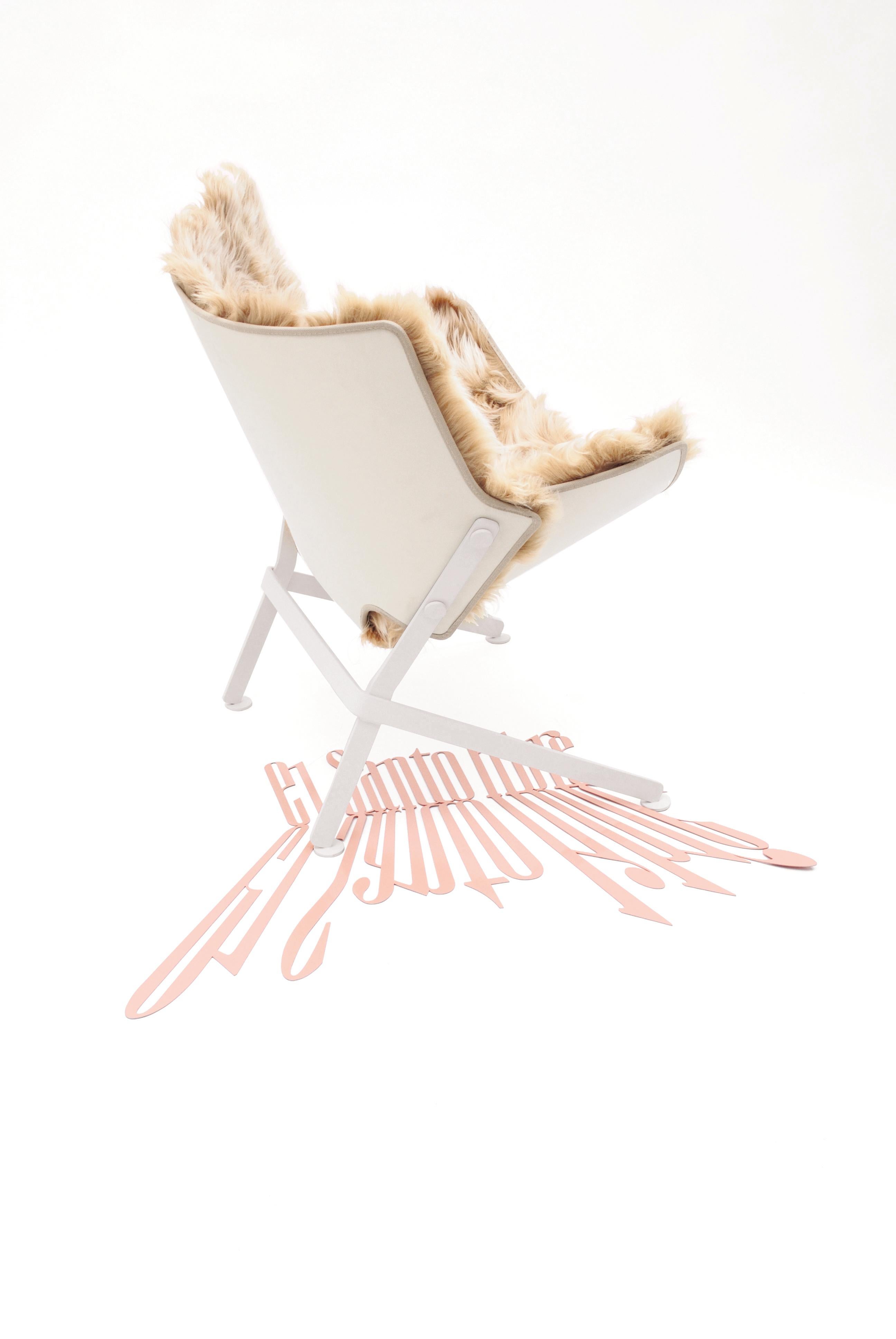 El Santo Powder Coated Steel and Fur Basin Armchair In New Condition In Paris, FR