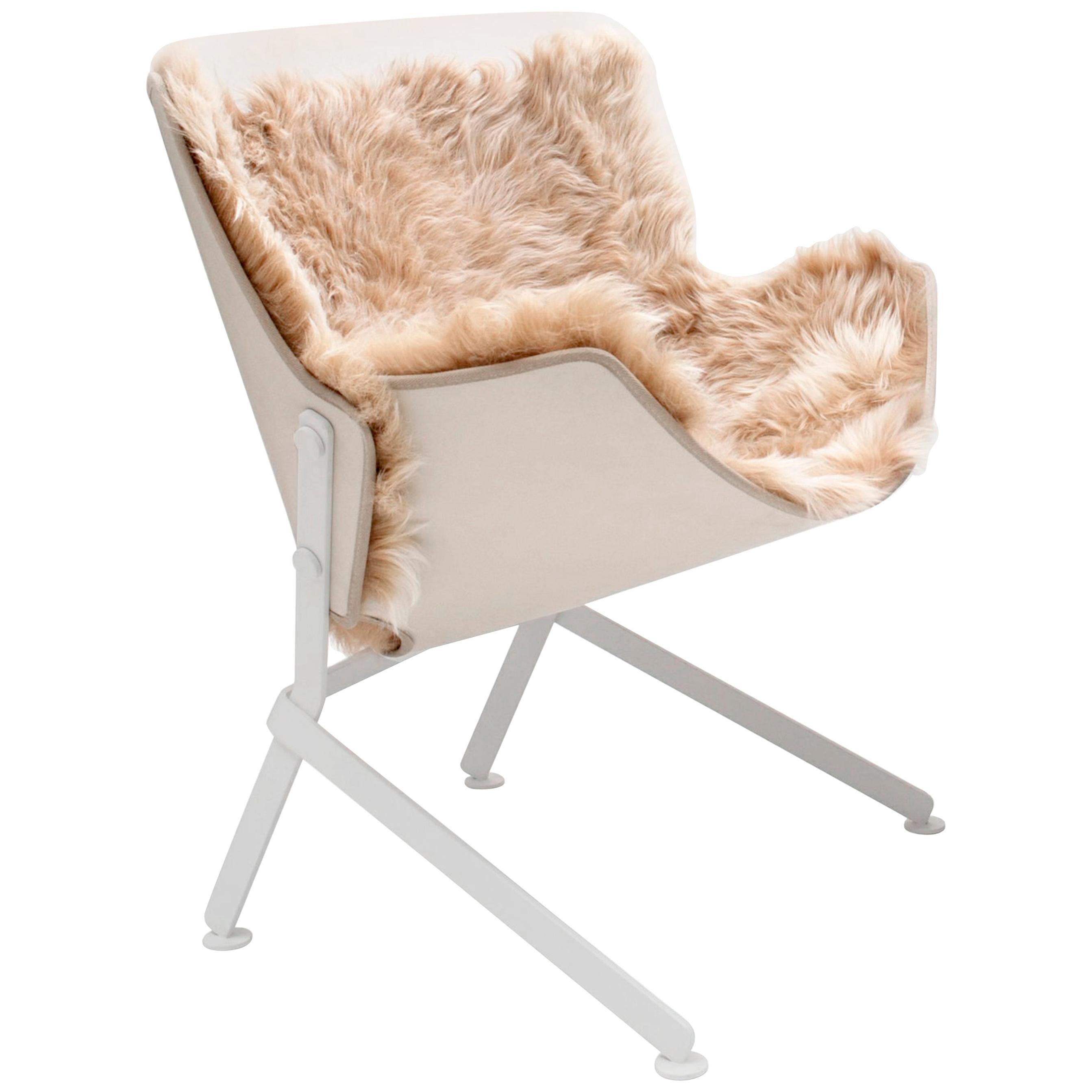 El Santo Powder Coated Steel and Fur Basin Armchair For Sale at 1stDibs