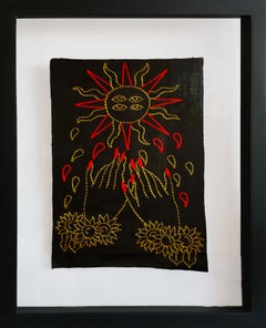 El Sol. Aus der Serie Ventura.  Stickereifaden auf Leinwand. Gerahmt