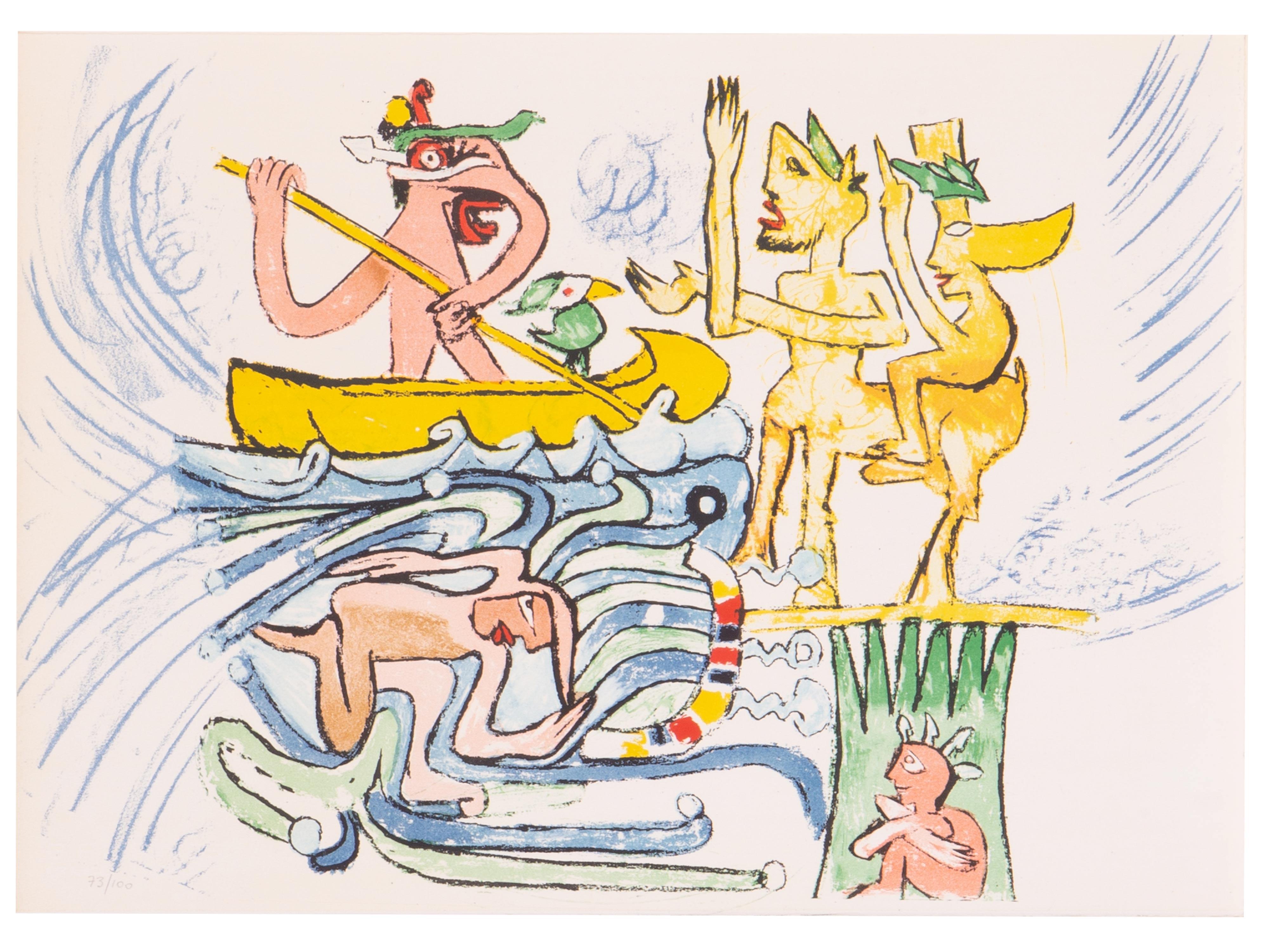 Papier folder El Verbo America avec 6 lithographies en couleur de Roberto Matta en vente
