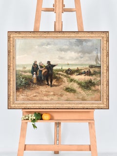 Dutch Dune landscape with fisherman - Elchanon Verveer - Romantic - Jewish