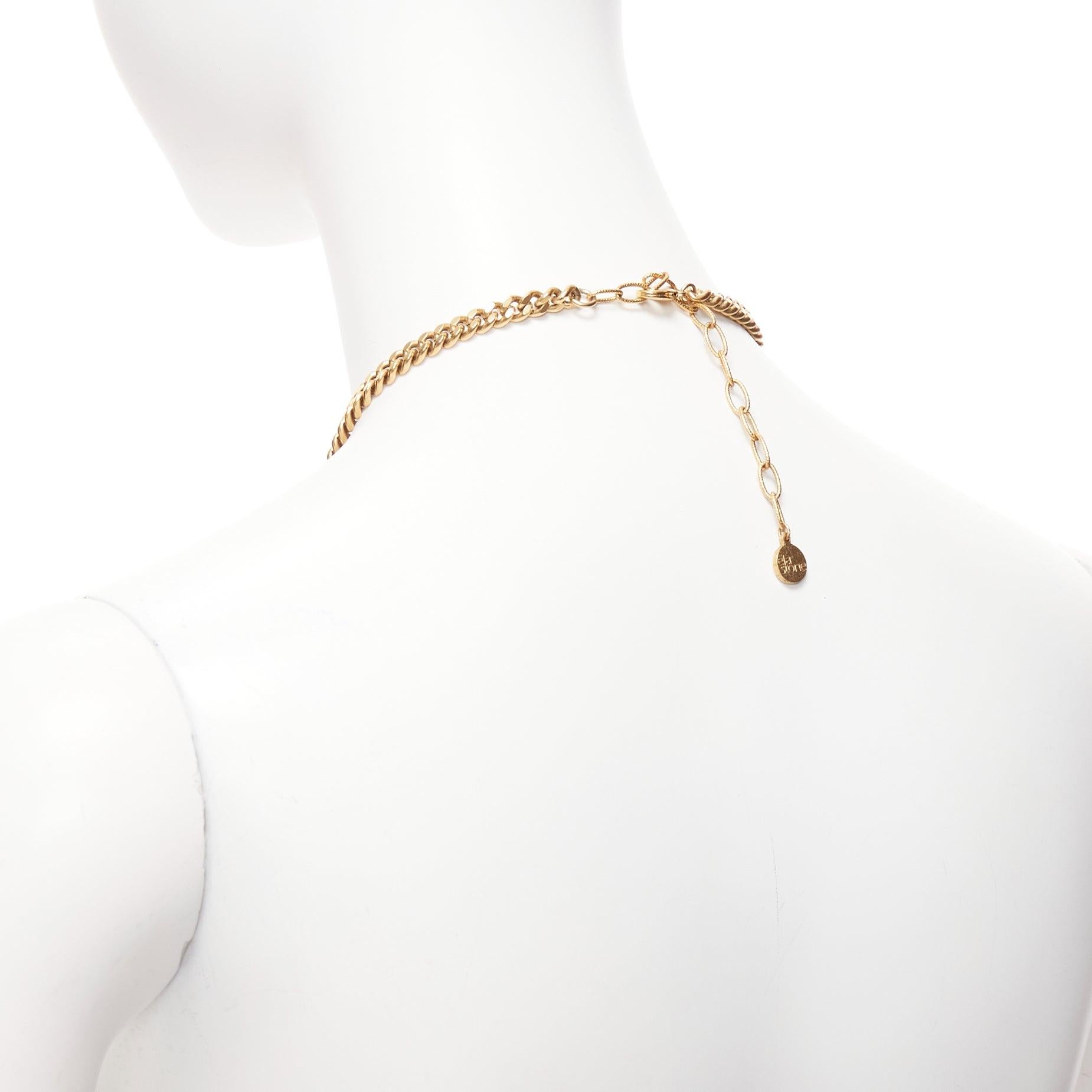 ELA STONE Collier ras du cou à plusieurs chaînes en or ancien à double lion en vente 2