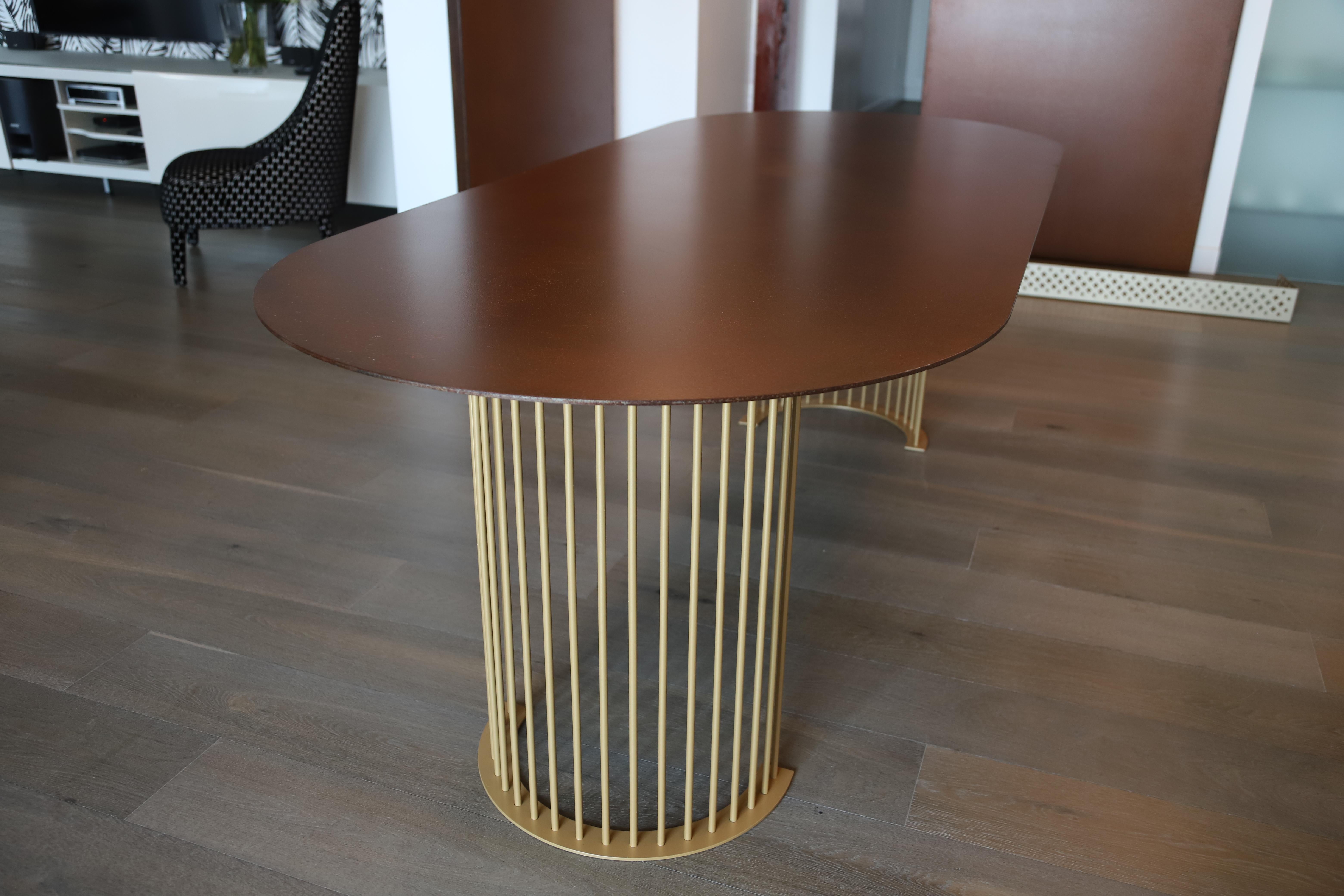 Italian Ela Luxury Table in Cor-ten steel, Made in Italy For Sale